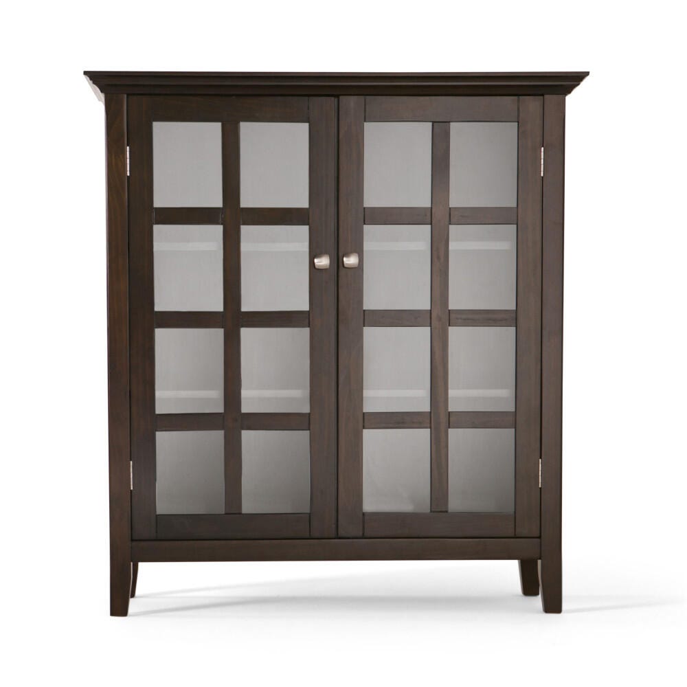 Simpli Home Acadian 39" Rustic Storage Cabinet, Dark Walnut/Brown, large