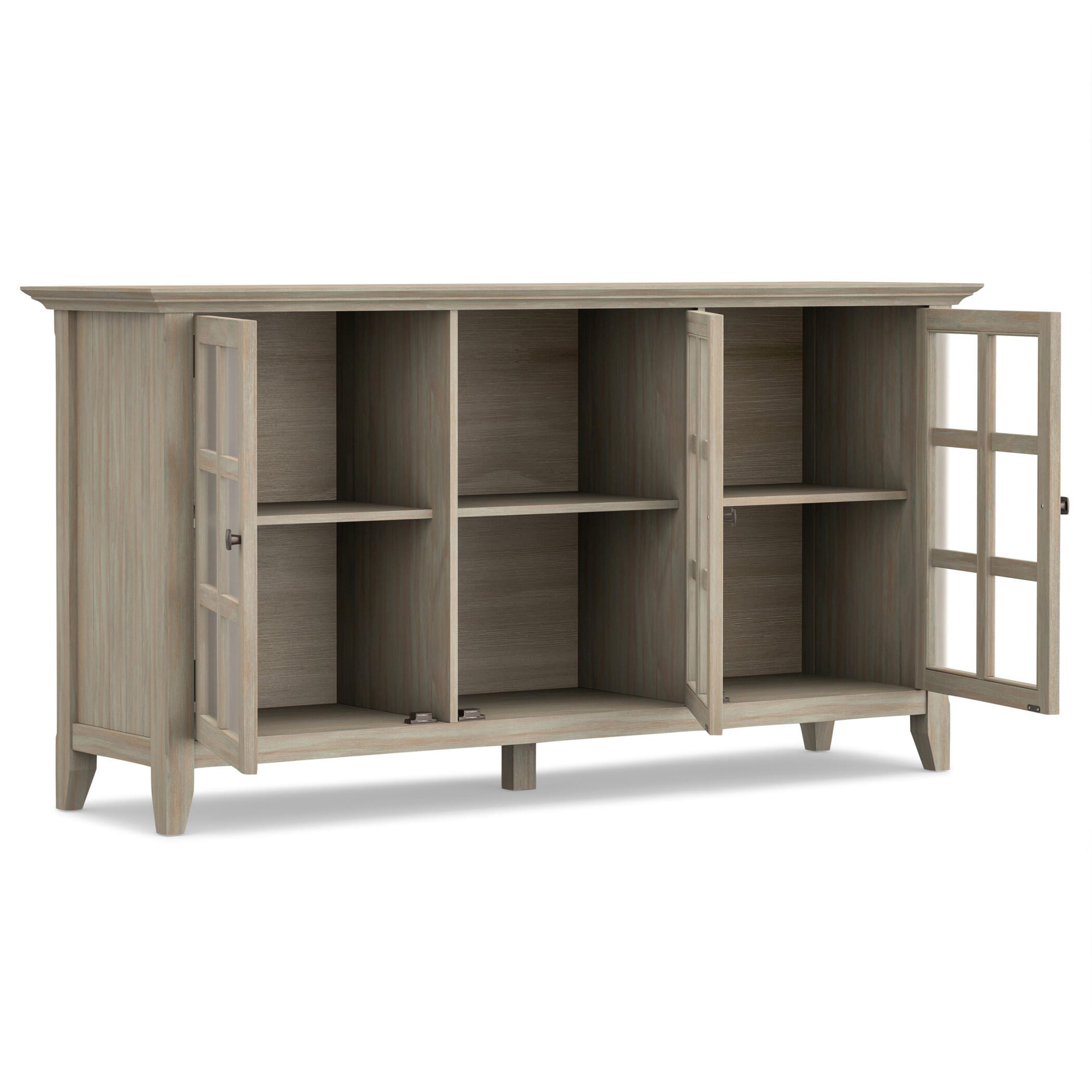 Simpli Home Acadian Acadian 62" Rustic Storage Cabinet, Gray, large