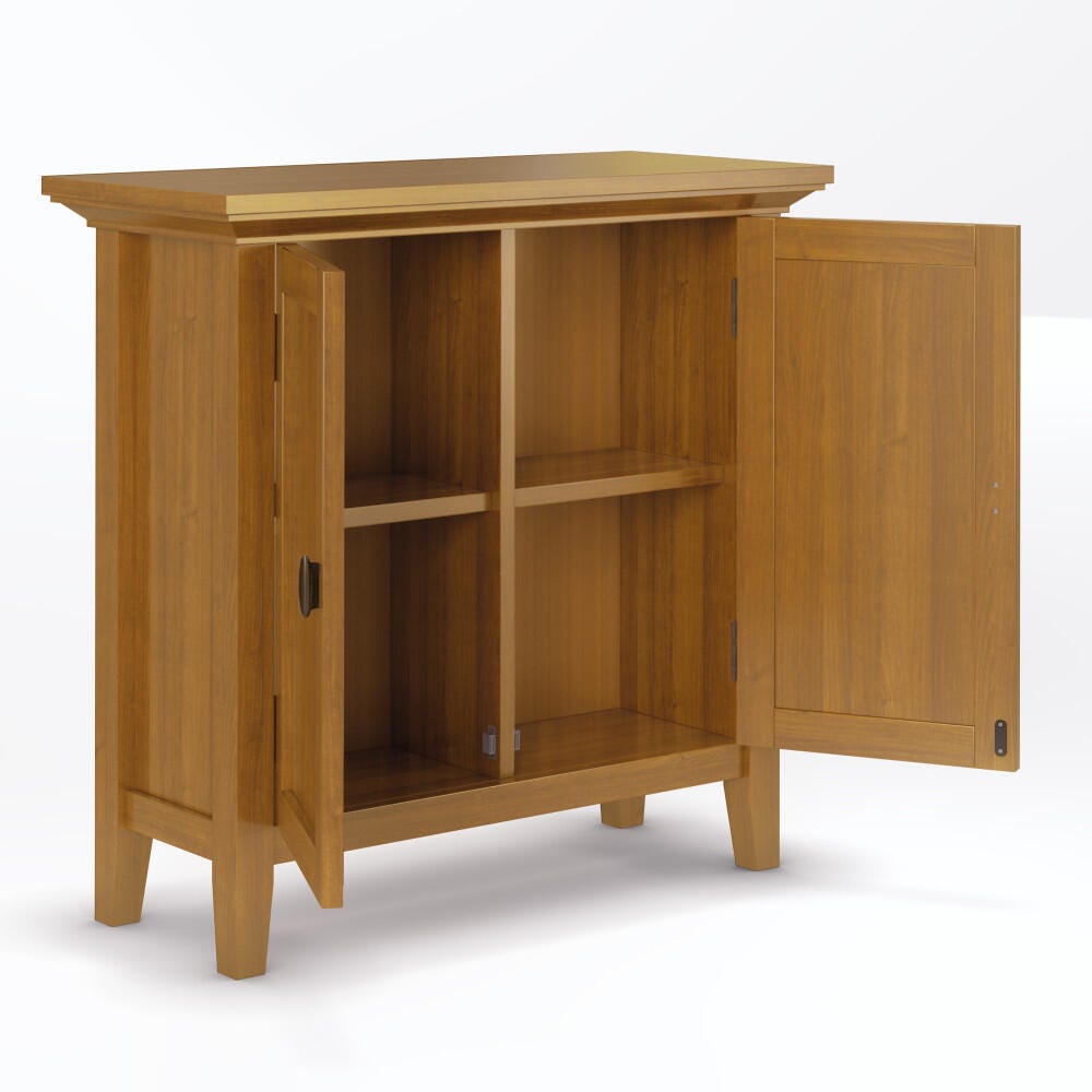 Simpli Home Redmond 32" Rustic Storage Cabinet, Light Brown, large