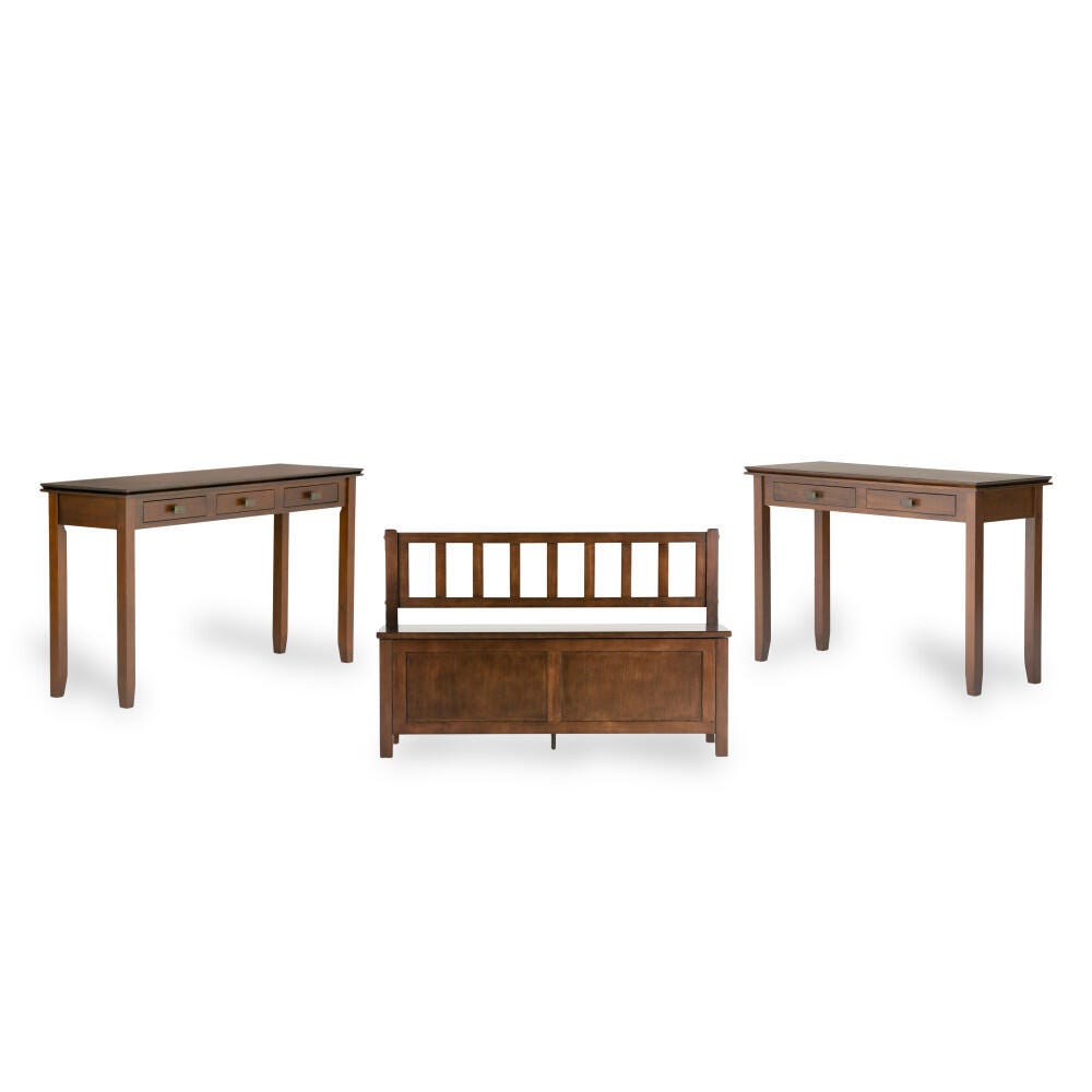 Simpli Home Artisan Console Sofa Table, Russet Brown, large