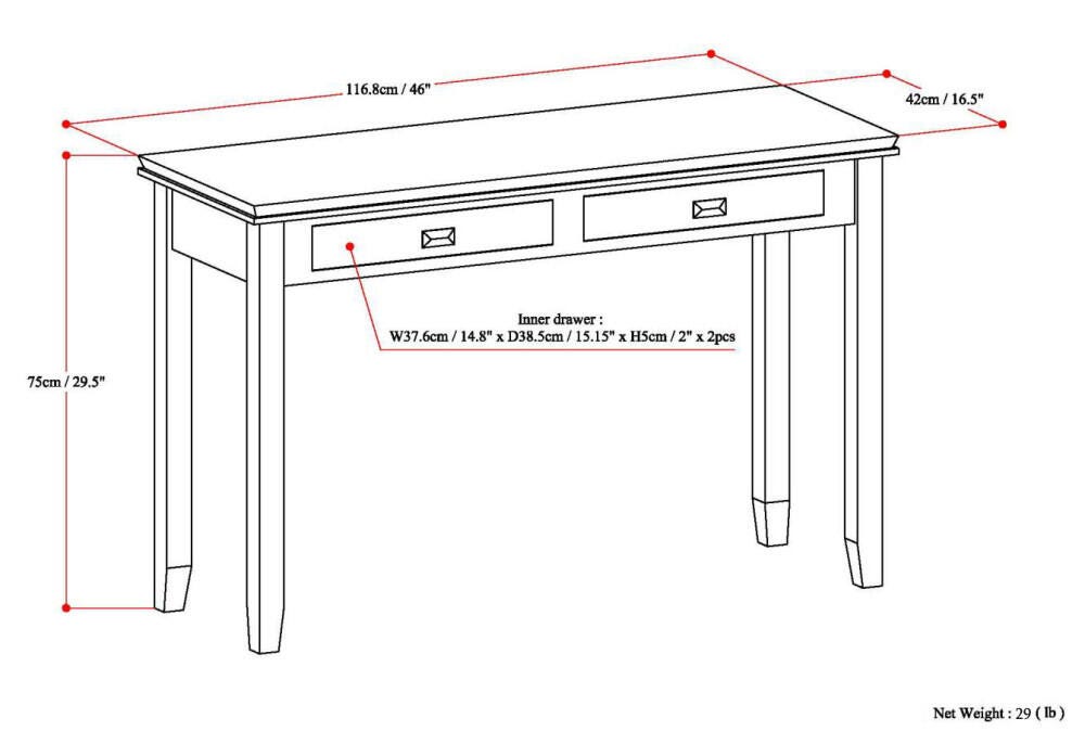 Simpli Home Artisan Console Sofa Table, Russet Brown, large