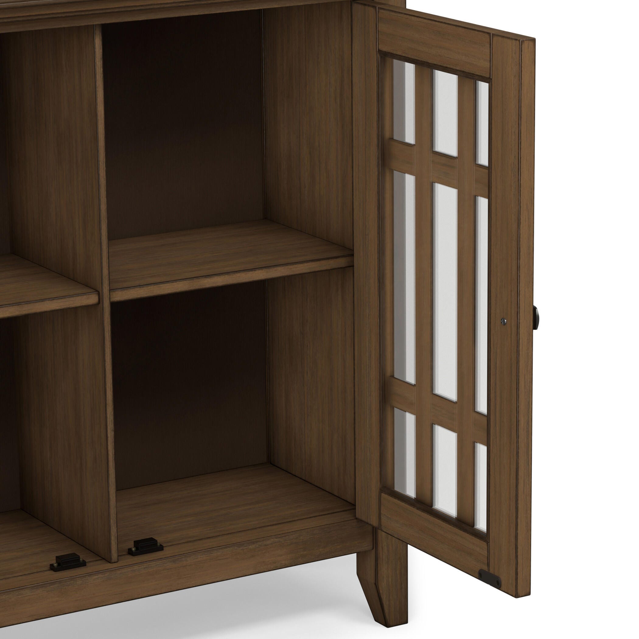 Simpli Home Bedford Bedford Low Storage Media Cabinet, Rustic Natural Aged Brown, large