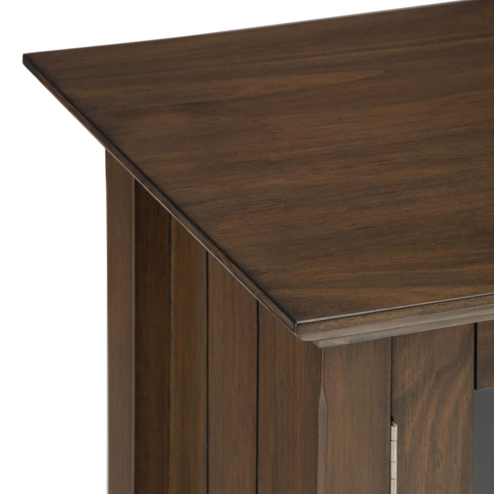 Simpli Home Bedford Low Storage Media Cabinet, Rustic Natural Aged Brown, large