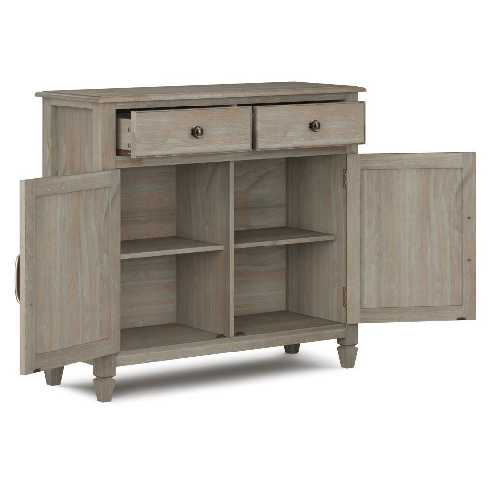 Simpli Home Connaught Entryway Storage Cabinet, Distressed Gray, large