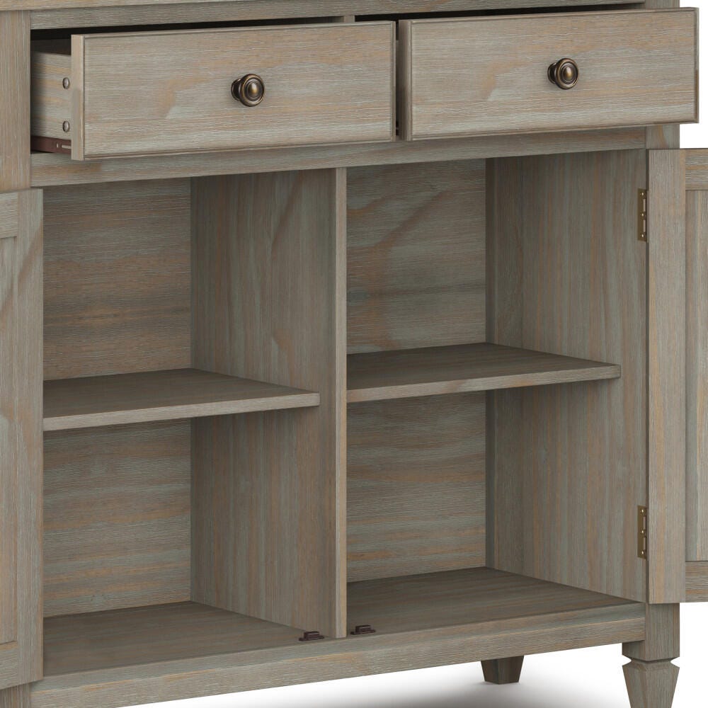 Simpli Home Connaught Entryway Storage Cabinet, Distressed Gray, large