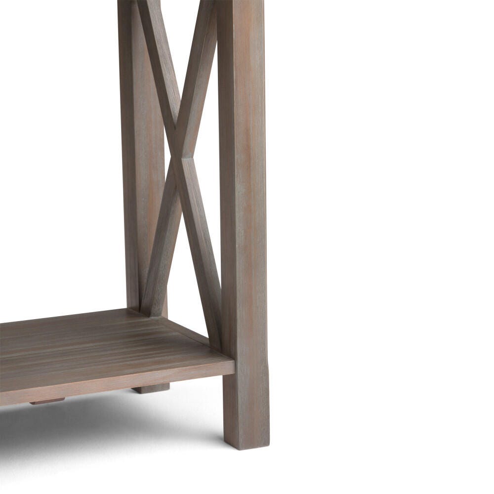 Simpli Home Kitchener Console Sofa Table, Distressed Gray, large