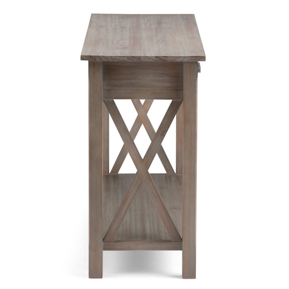 Simpli Home Kitchener Console Sofa Table, Distressed Gray, large