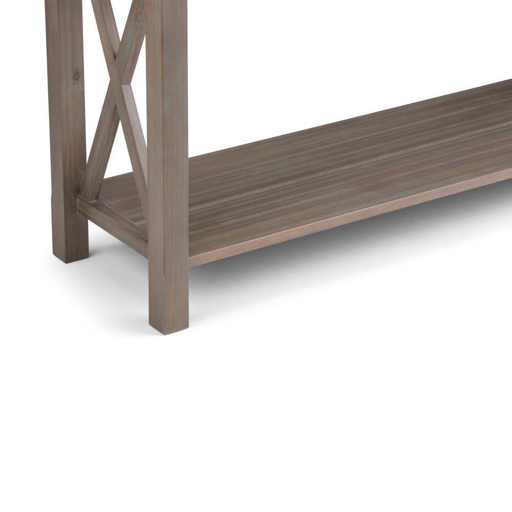 Simpli Home Kitchener Console Sofa Table, Distressed Gray, large