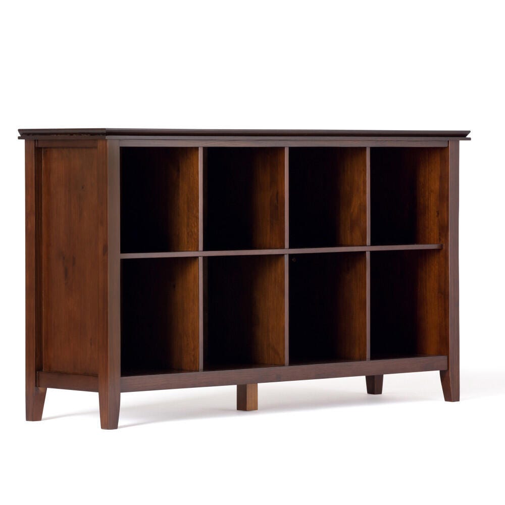 Simpli Home Artisan 8 Cube Storage Sofa Table, Russet Brown, large