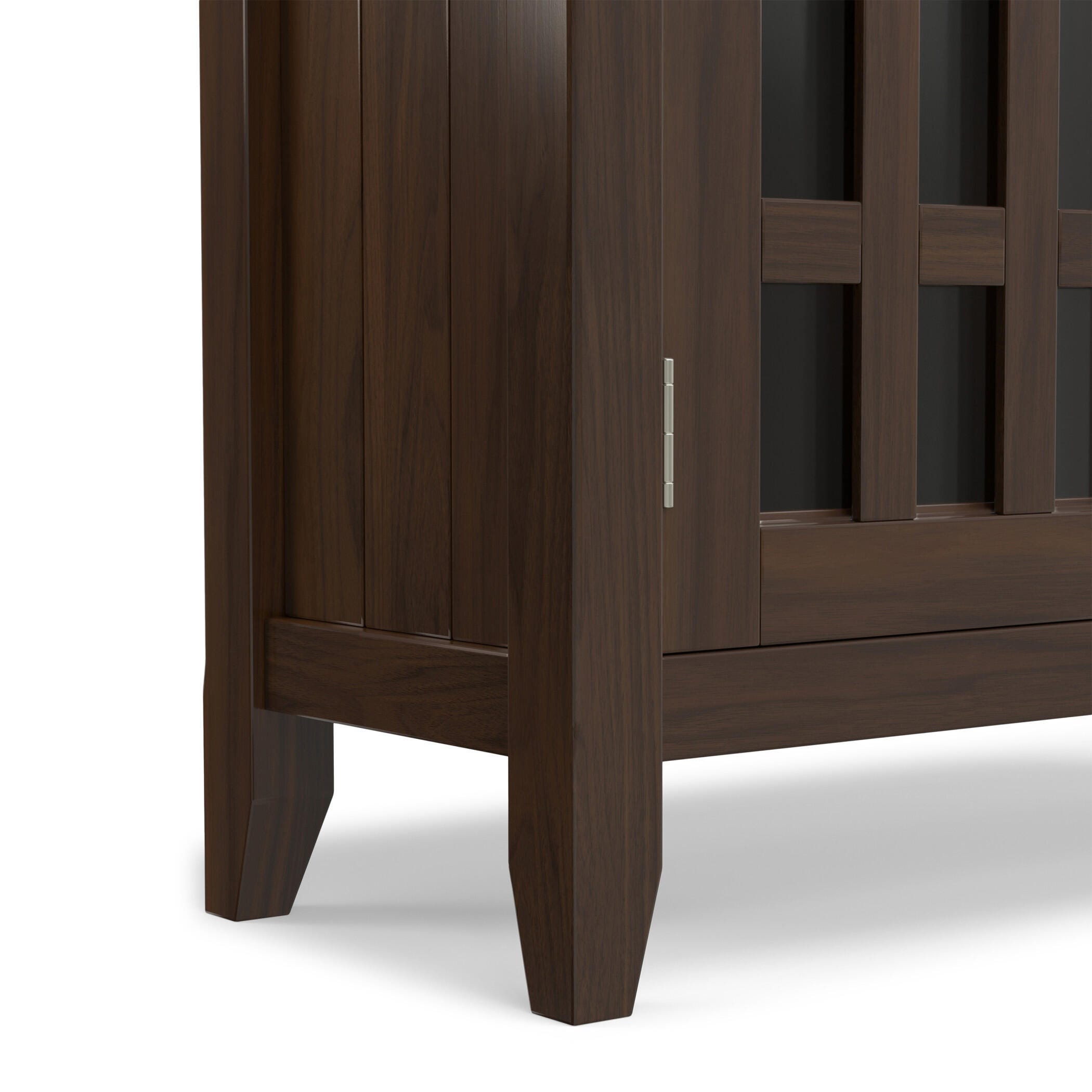 Simpli Home Bedford Bedford Low Storage Media Cabinet, Dark Tobacco Brown, large