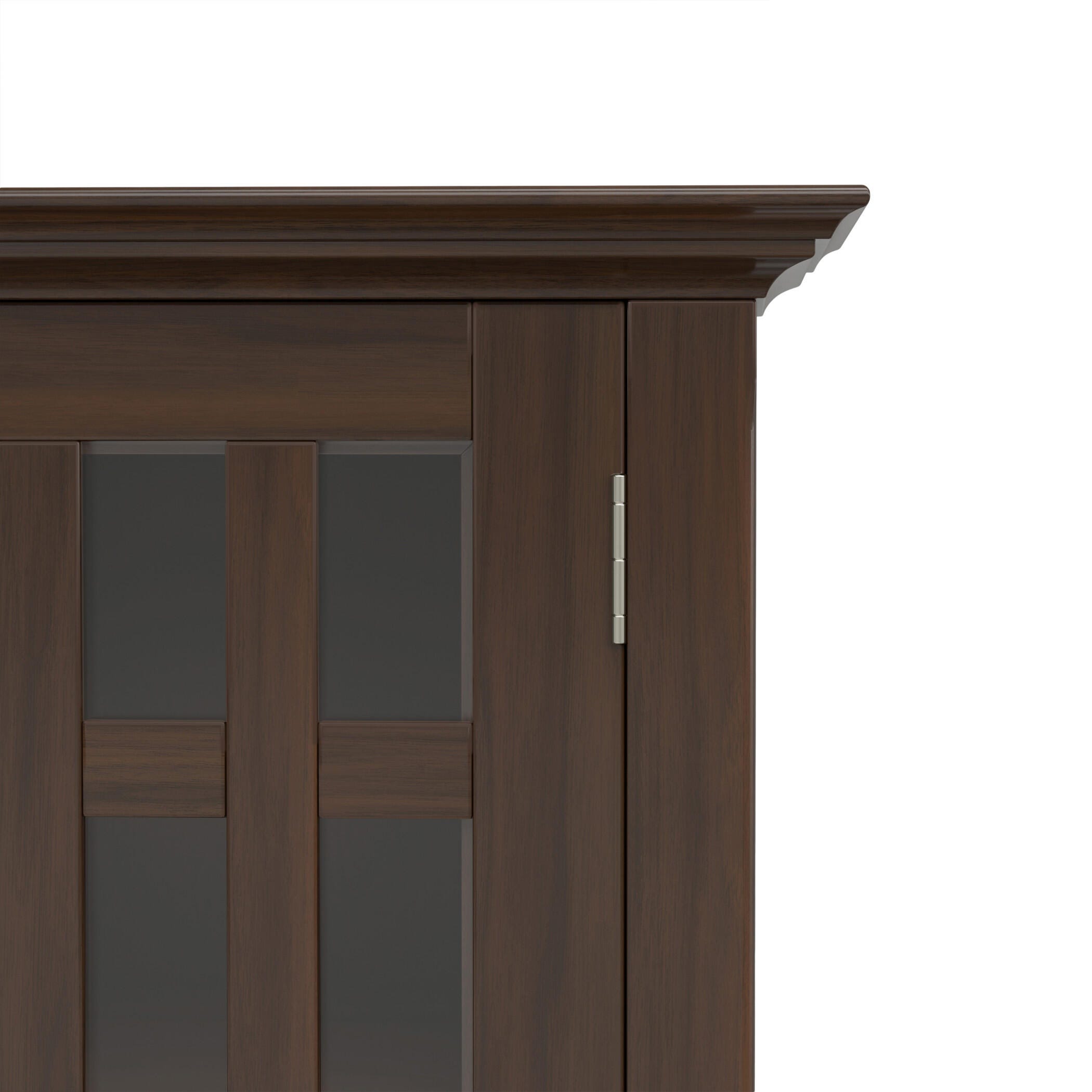 Simpli Home Bedford Bedford Low Storage Media Cabinet, Dark Tobacco Brown, large