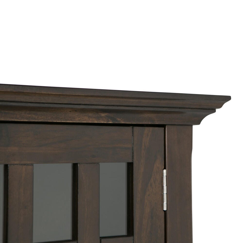Simpli Home Bedford Low Storage Media Cabinet, Dark Tobacco Brown, large
