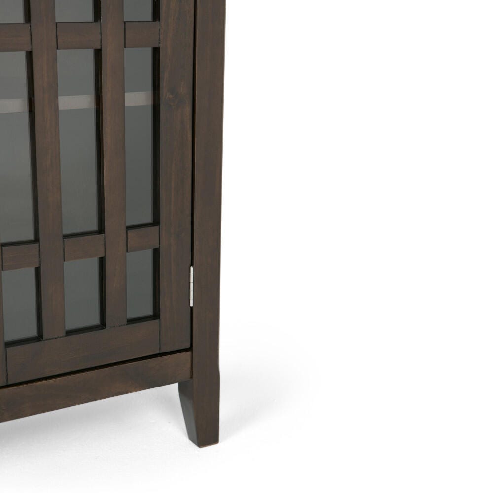 Simpli Home Bedford Low Storage Media Cabinet, Dark Tobacco Brown, large