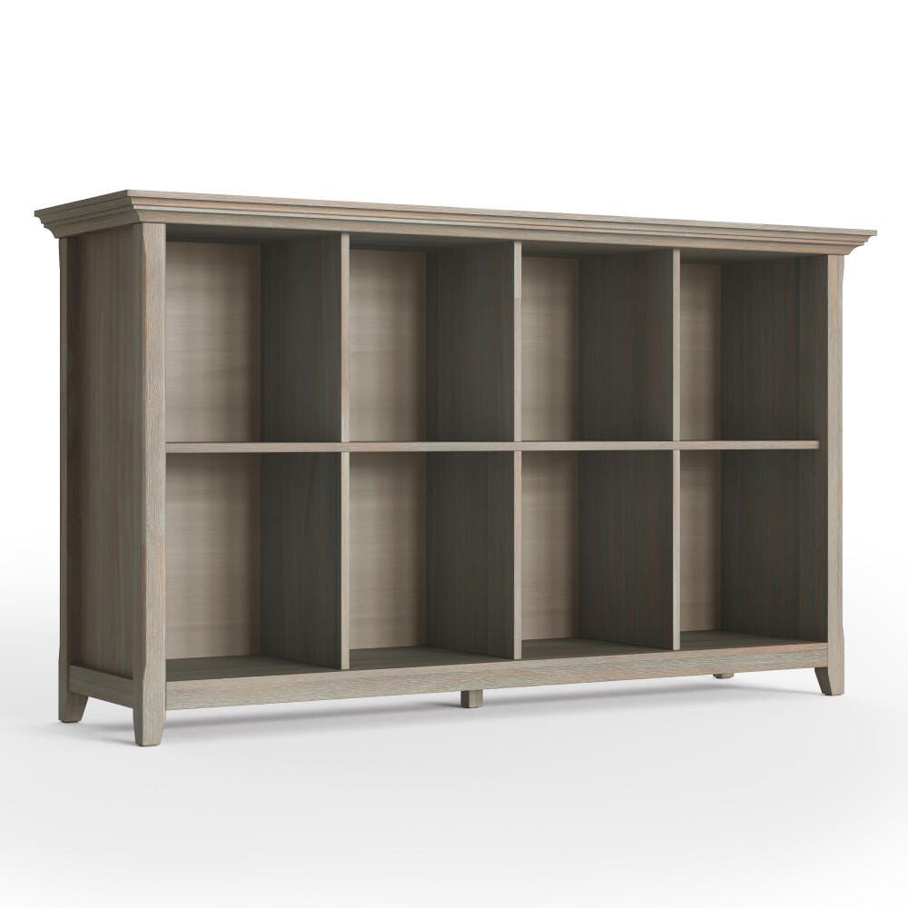Simpli Home Amherst 8 Cube Storage Sofa Table, Distressed Gray, large