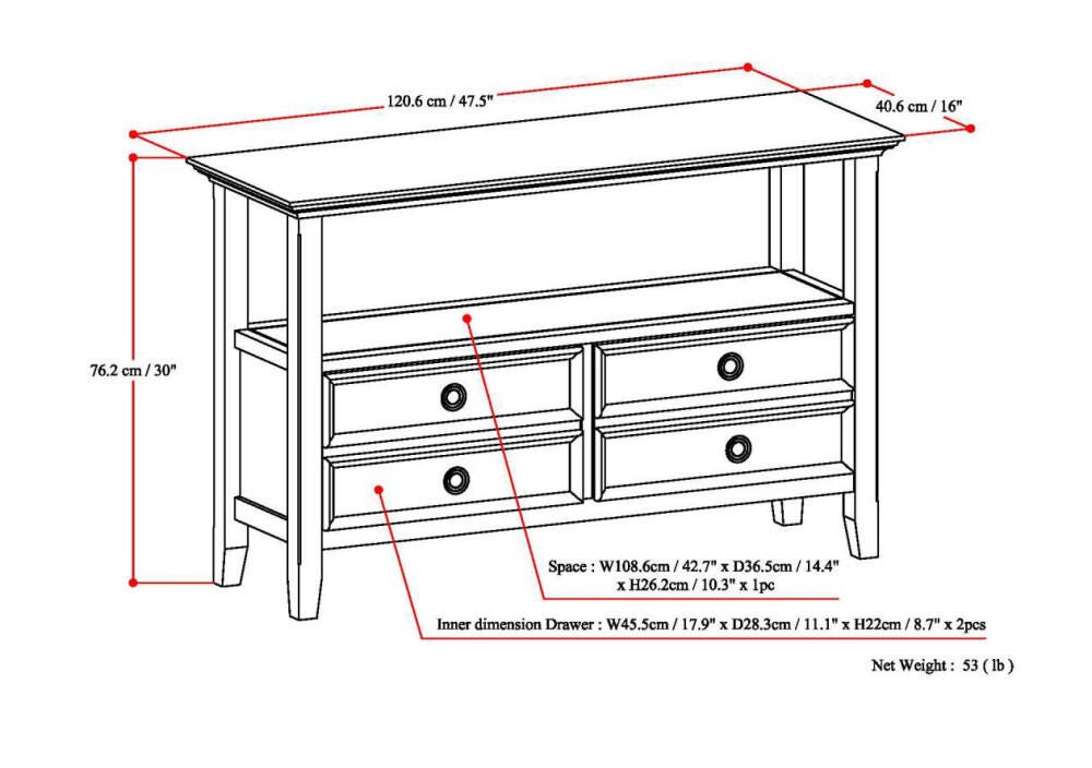 Simpli Home Amherst Console Sofa Table, Distressed Gray, large