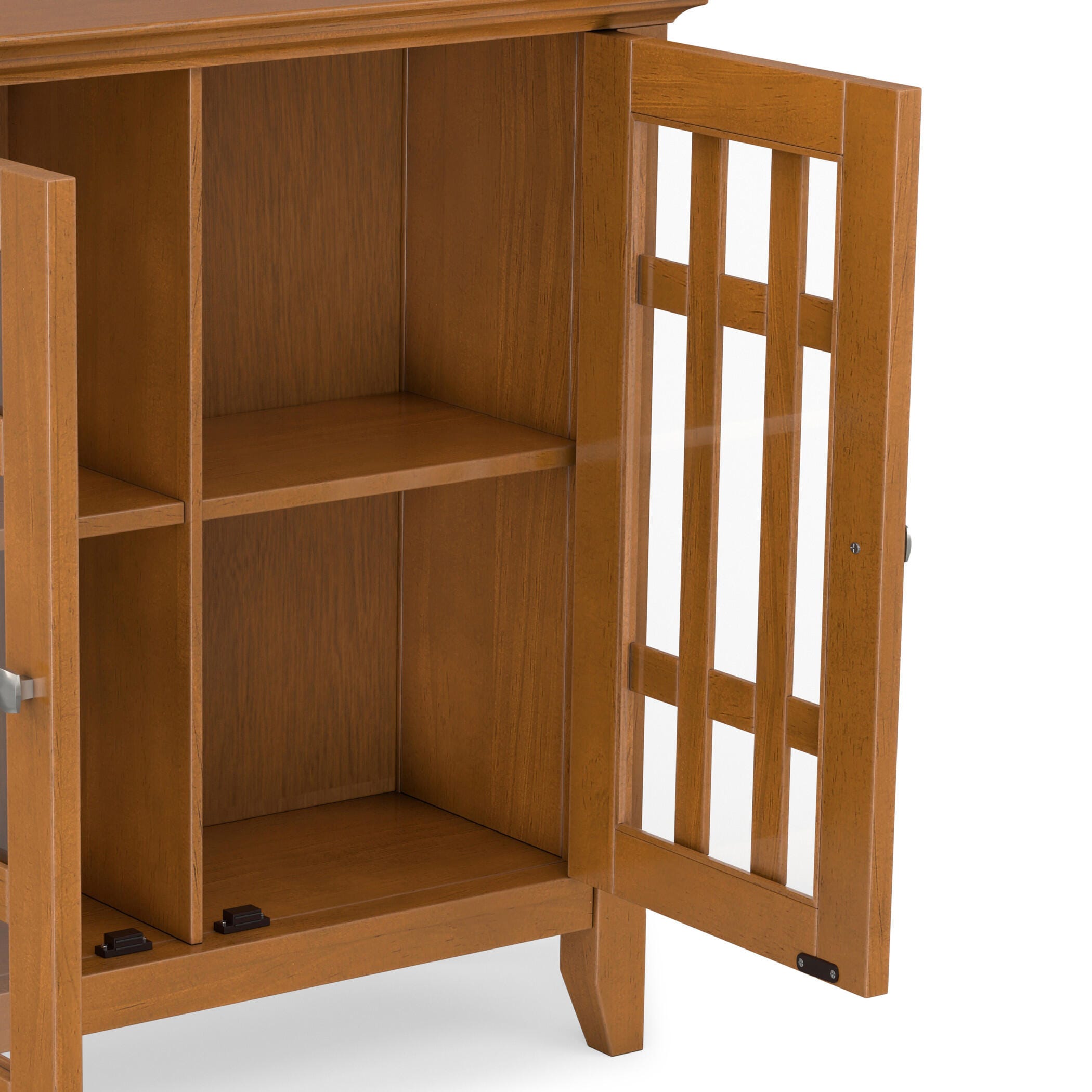 Simpli Home Bedford Bedford Low Storage Media Cabinet, Light Golden Brown, large