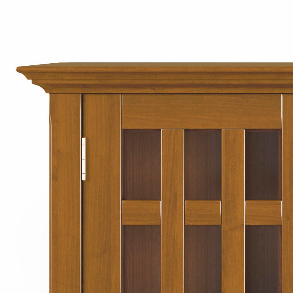 Simpli Home Bedford Low Storage Media Cabinet, Light Golden Brown, large