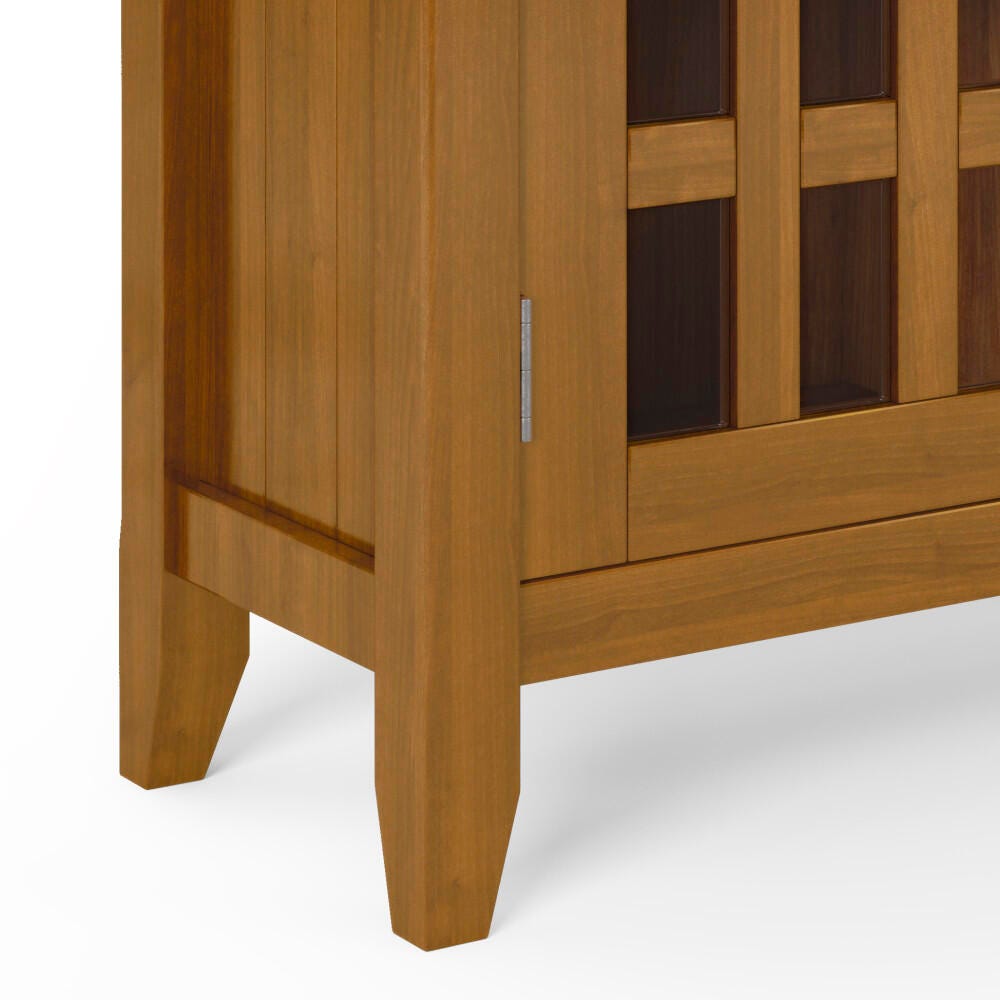 Simpli Home Bedford Low Storage Media Cabinet, Light Golden Brown, large