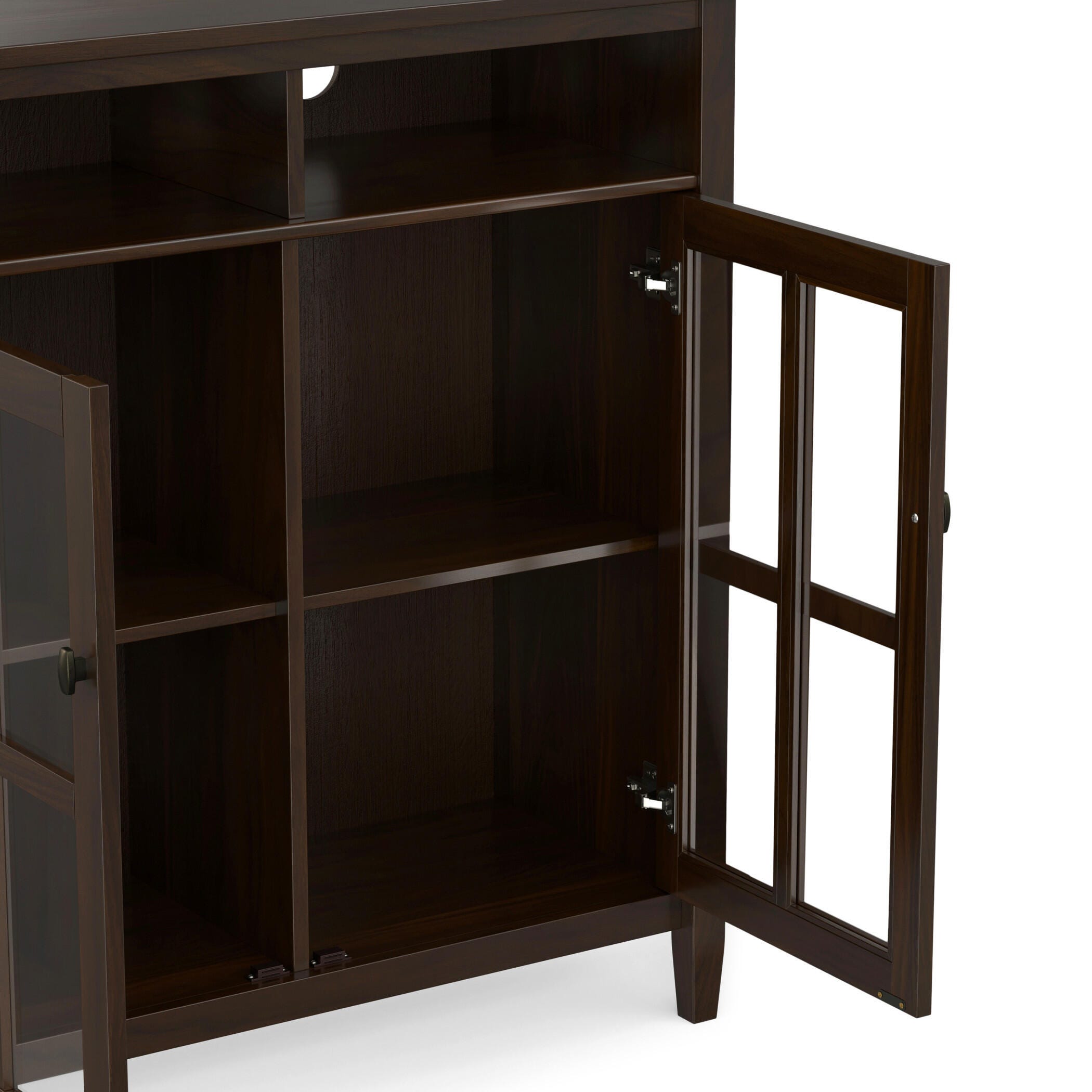 Simpli Home Warm Warm Shaker Medium Storage Media Cabinet, Tobacco Brown, large
