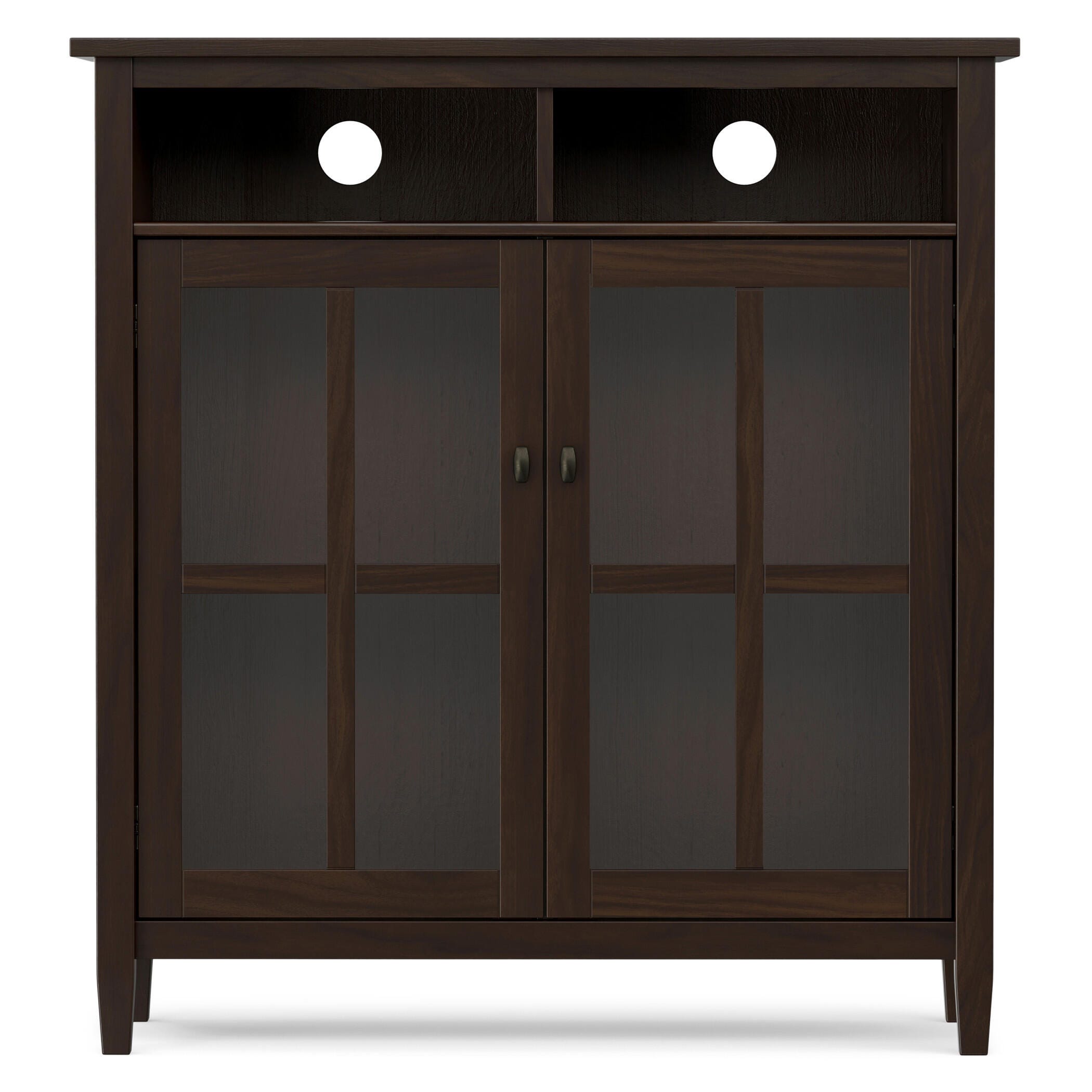 Simpli Home Warm Warm Shaker Medium Storage Media Cabinet, Tobacco Brown, large