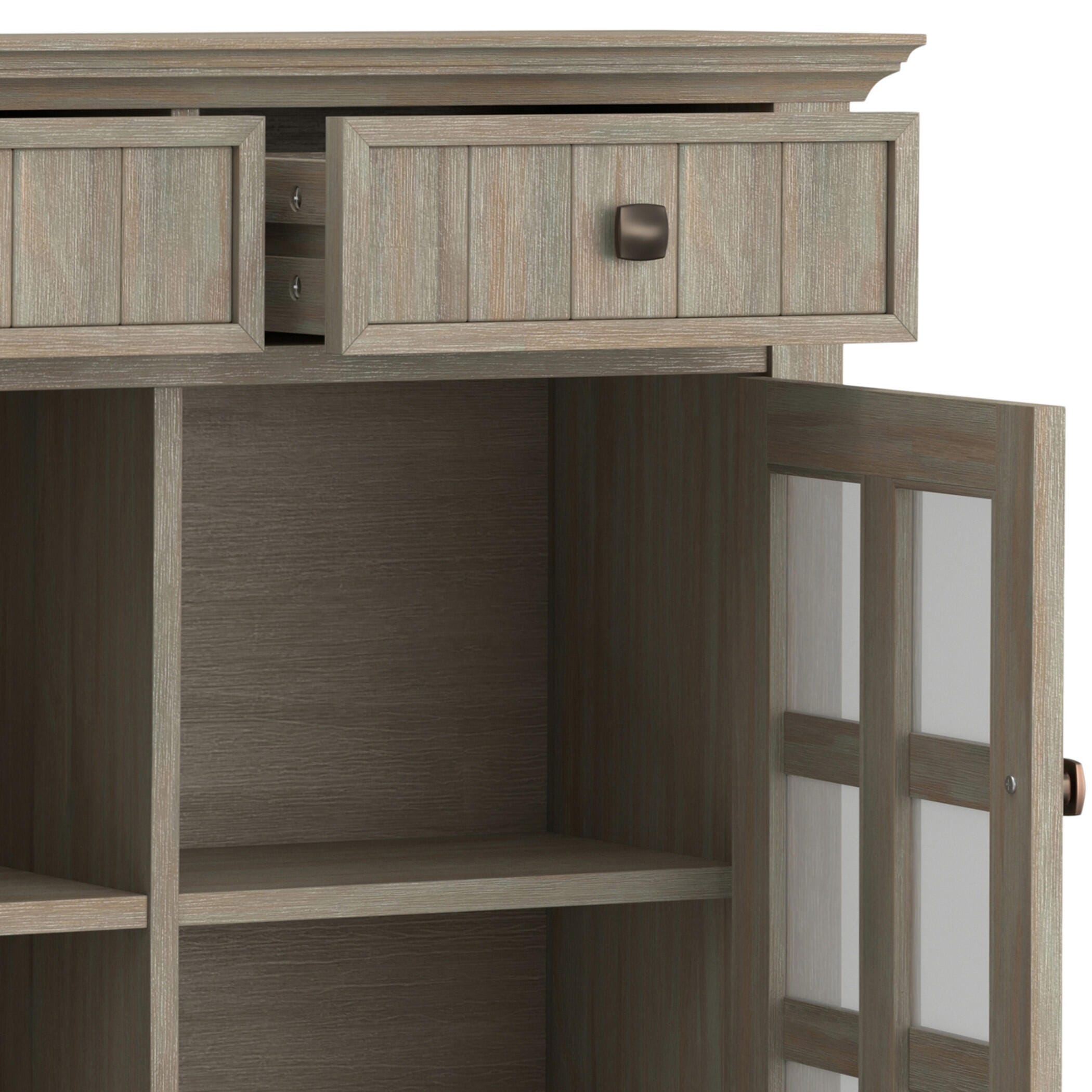 Simpli Home Acadian Acadian Entryway Hallway Storage Cabinet, Distressed Gray, large