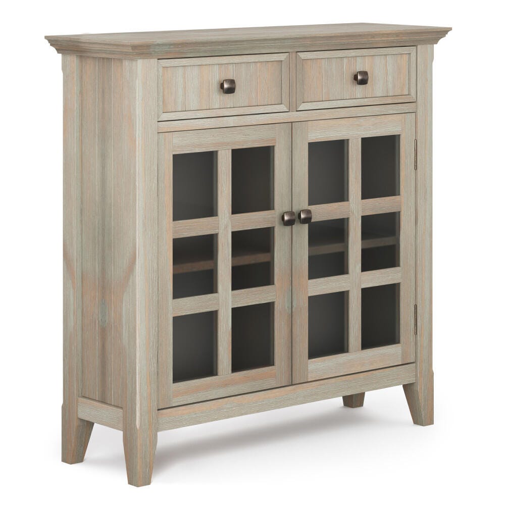 Simpli Home Acadian Entryway Hallway Storage Cabinet, Distressed Gray, large
