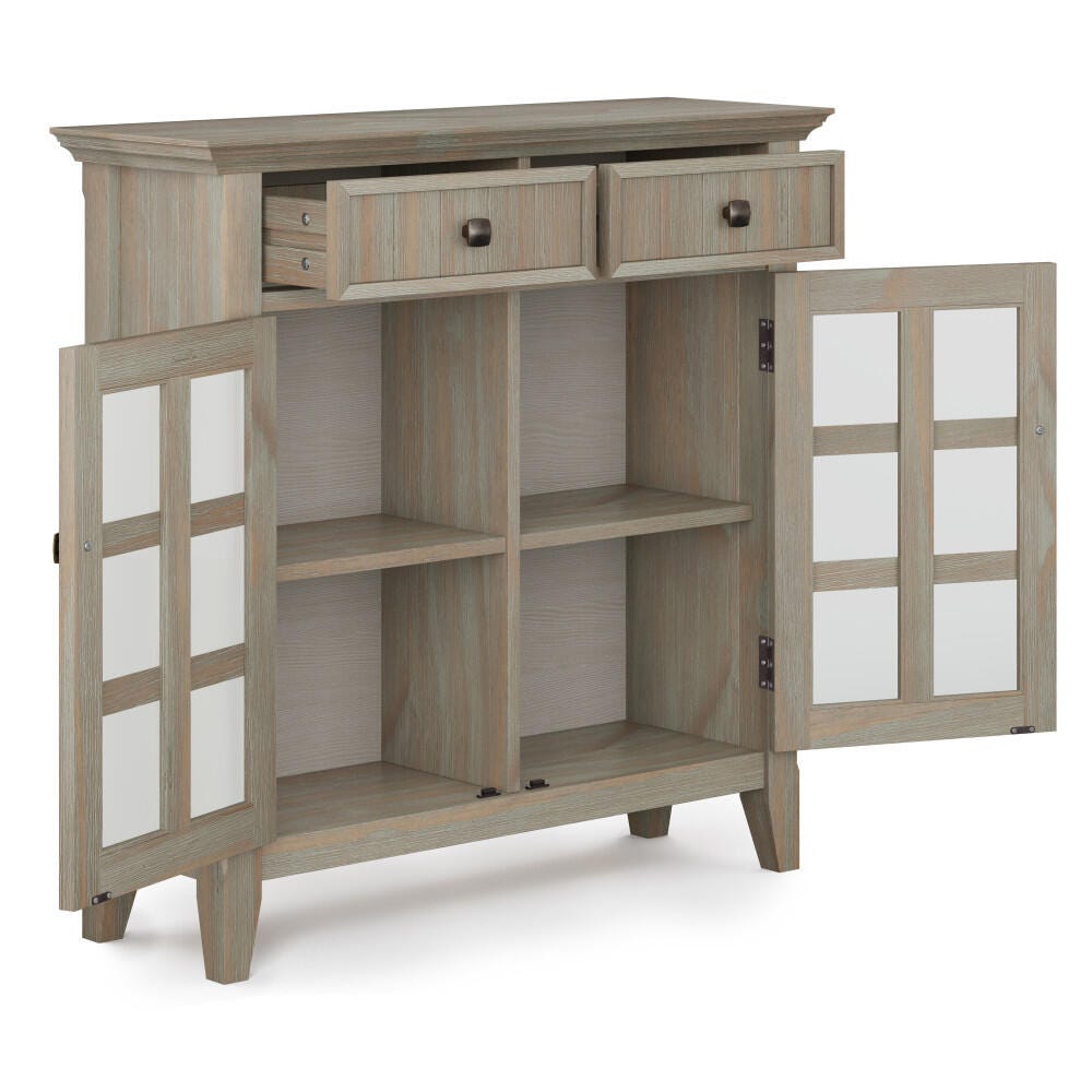 Simpli Home Acadian Entryway Hallway Storage Cabinet, Distressed Gray, large