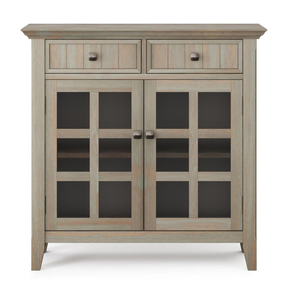 Simpli Home Acadian Entryway Hallway Storage Cabinet, Distressed Gray, large