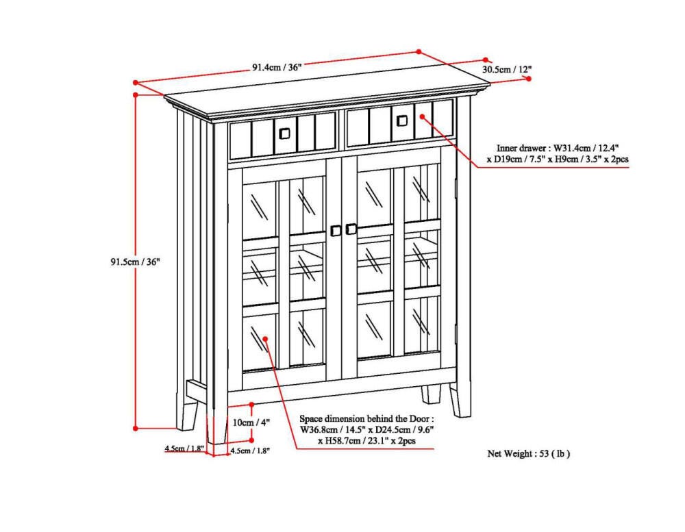 Simpli Home Acadian Entryway Hallway Storage Cabinet, Distressed Gray, large