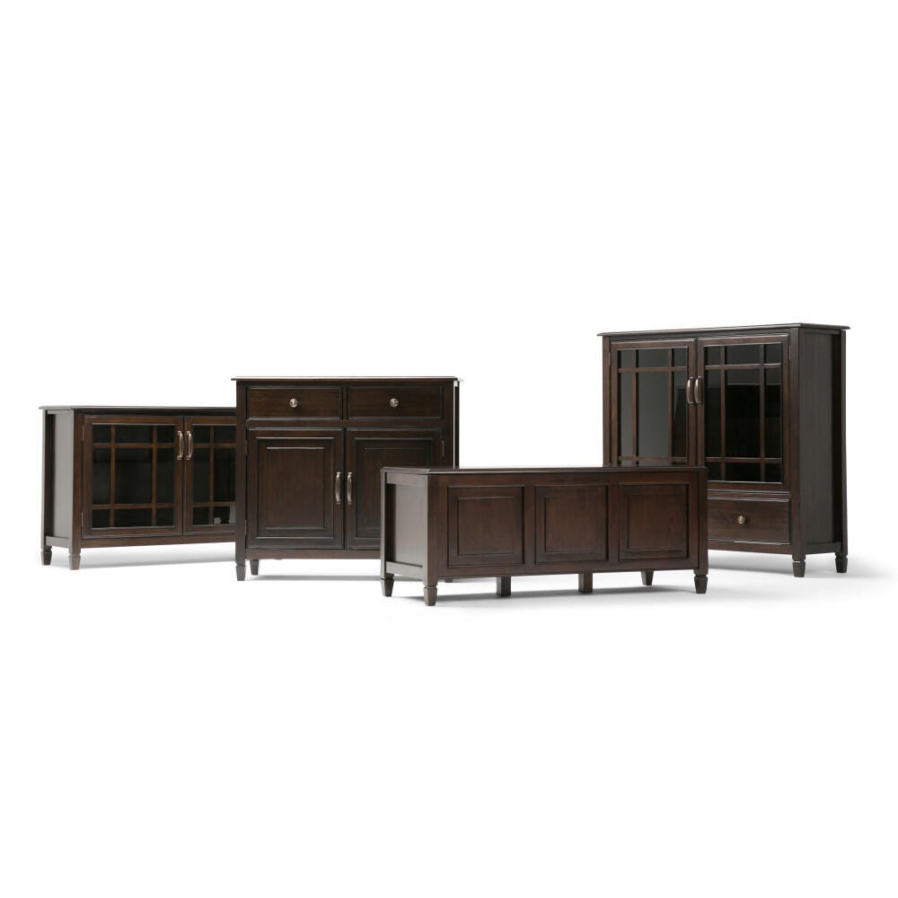 Simpli Home Connaught Entryway Storage Cabinet, Dark Chestnut Brown, large