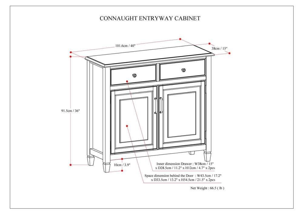 Simpli Home Connaught Entryway Storage Cabinet, Dark Chestnut Brown, large