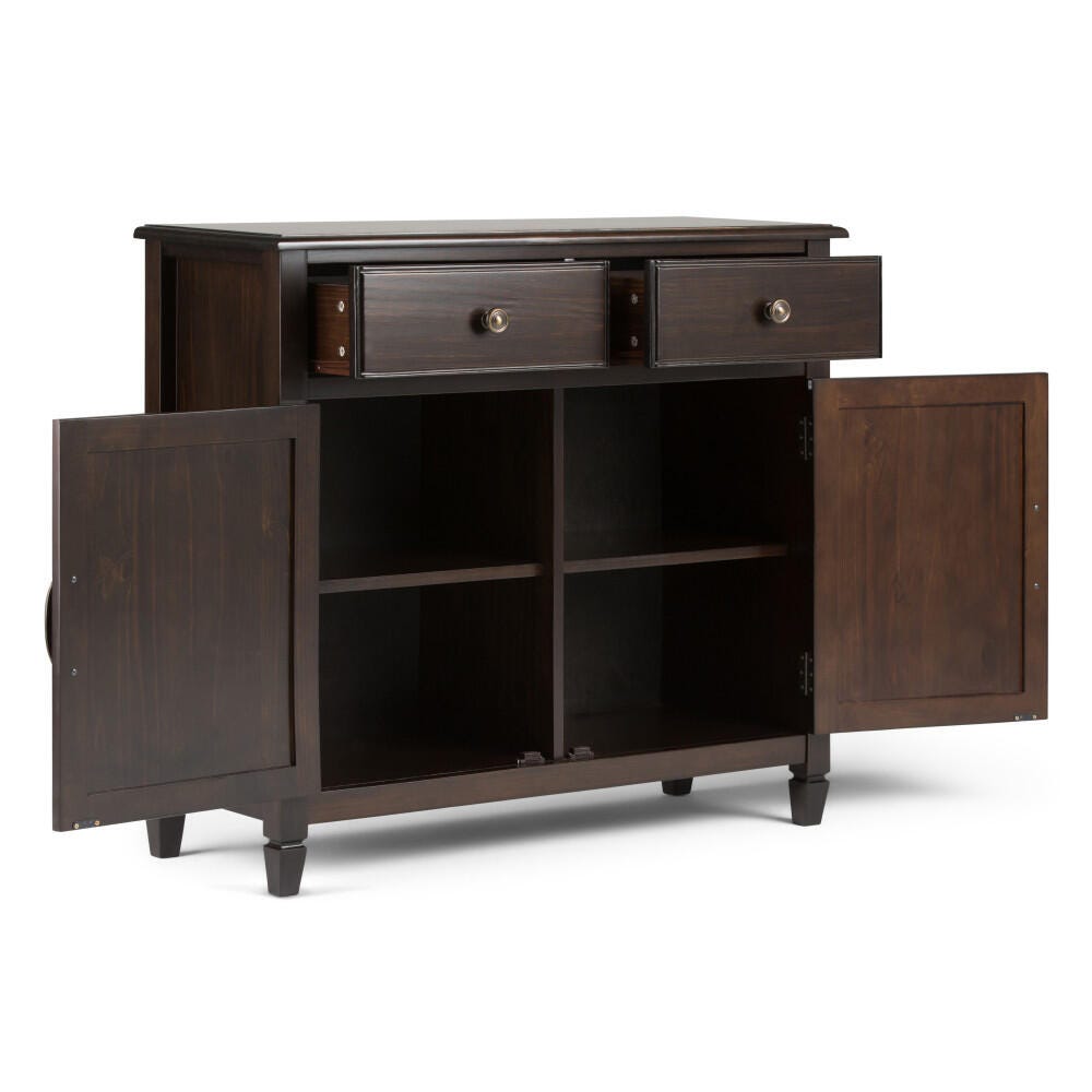 Simpli Home Connaught Entryway Storage Cabinet, Dark Chestnut Brown, large