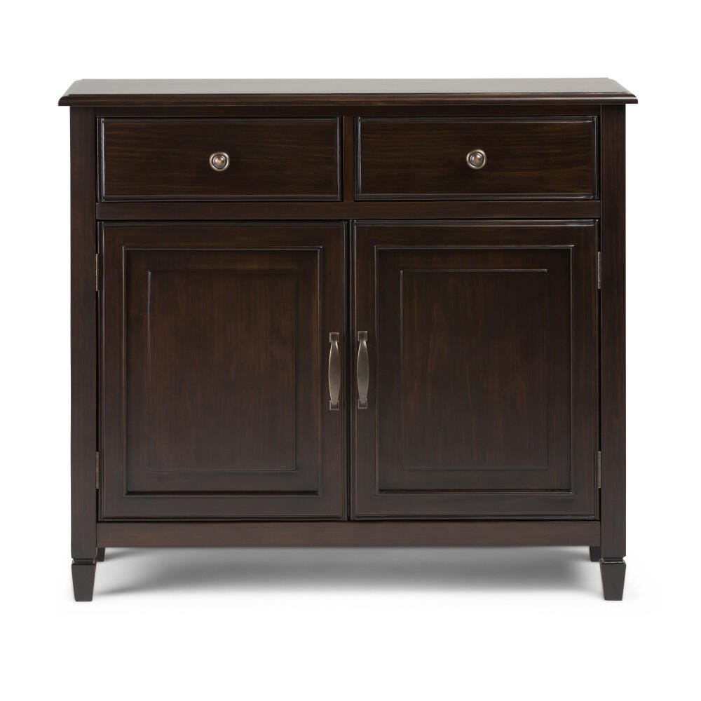 Simpli Home Connaught Entryway Storage Cabinet, Dark Chestnut Brown, large
