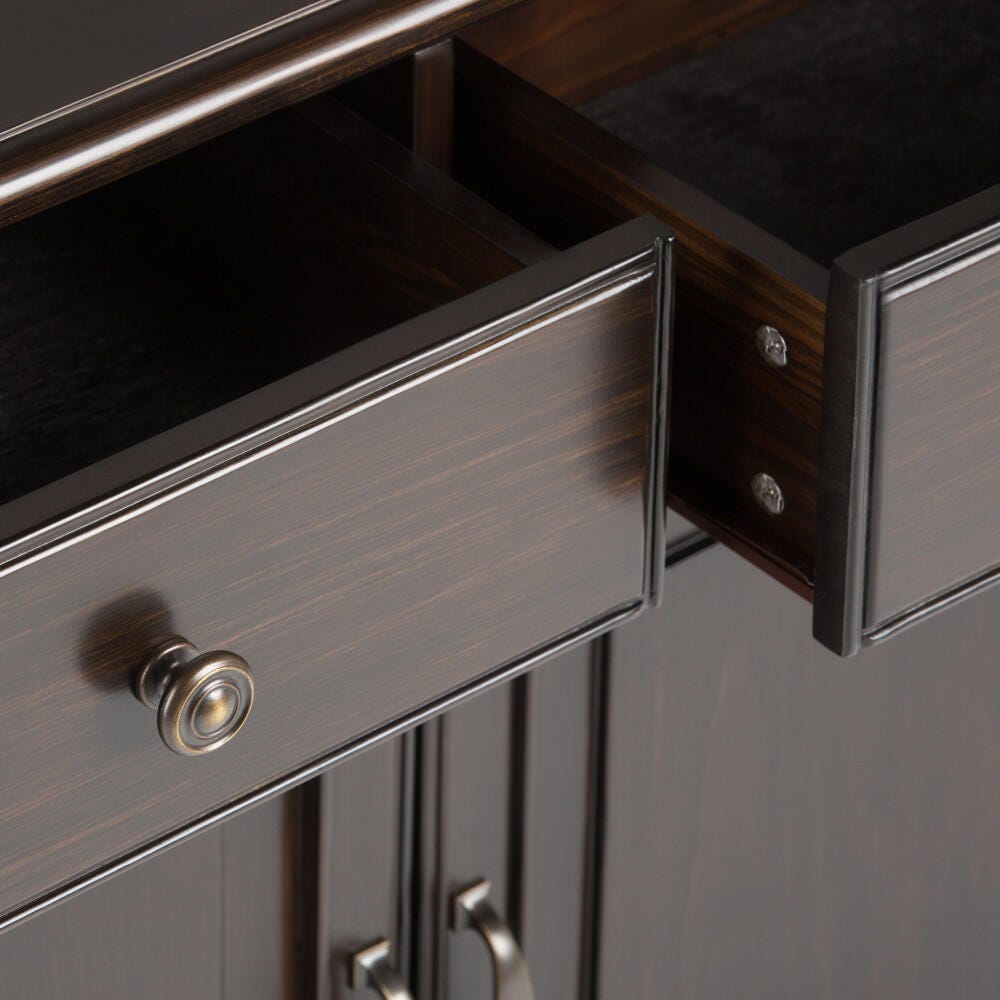 Simpli Home Connaught Entryway Storage Cabinet, Dark Chestnut Brown, large