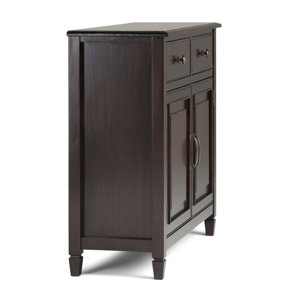 Simpli Home Connaught Entryway Storage Cabinet, Dark Chestnut Brown, large