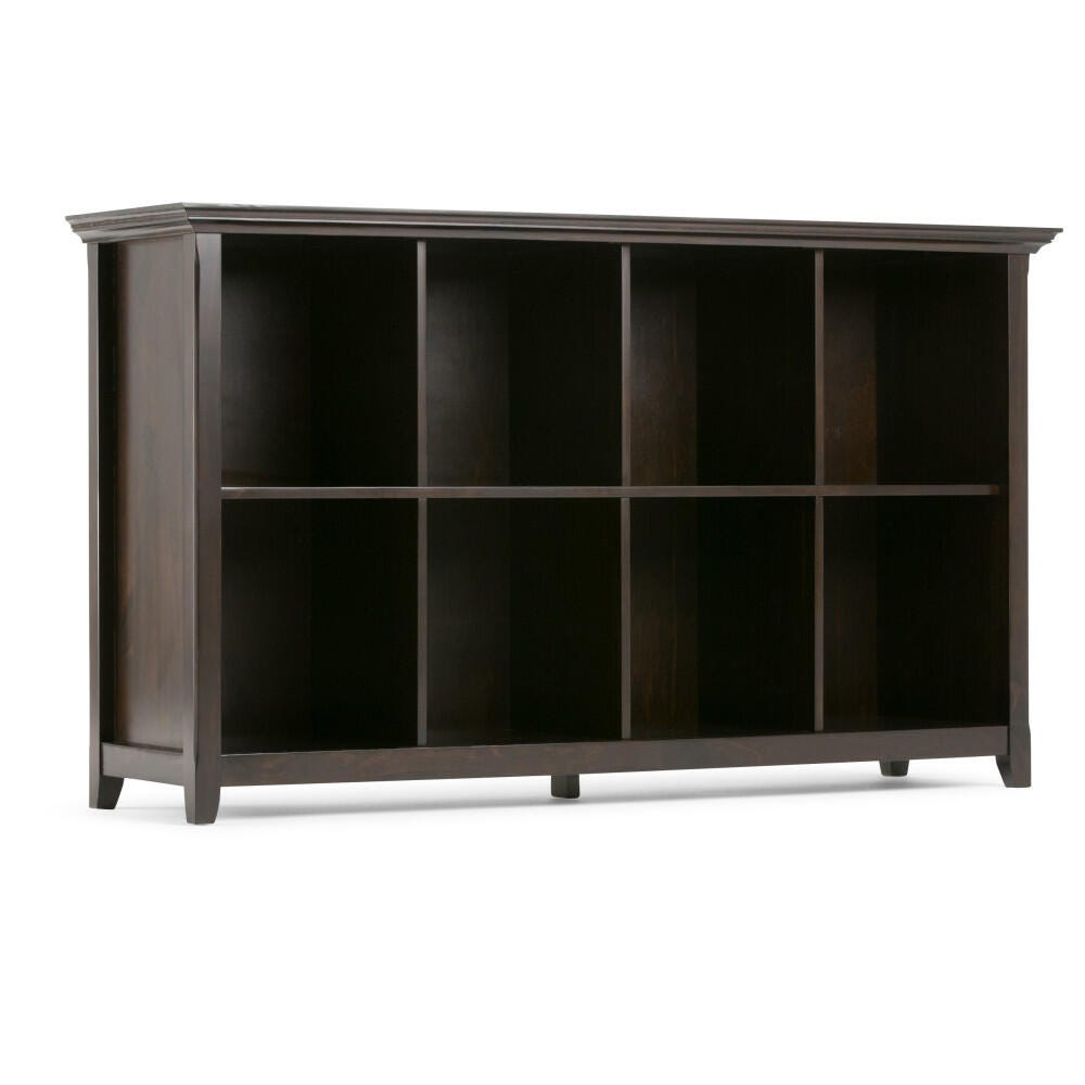 Simpli Home Amherst 8 Cube Bookcase Storage Sofa Table, Hickory Brown, large