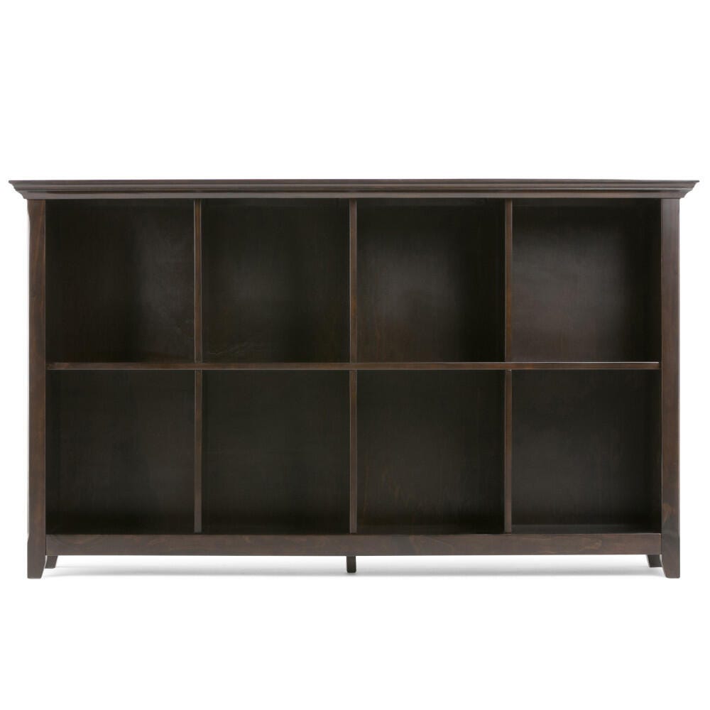 Simpli Home Amherst 8 Cube Bookcase Storage Sofa Table, Hickory Brown, large