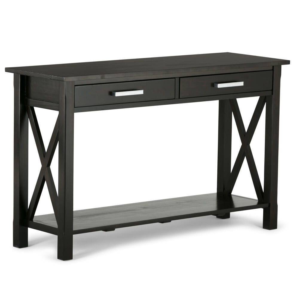 Simpli Home Kitchener Console Sofa Table, Hickory Brown, large
