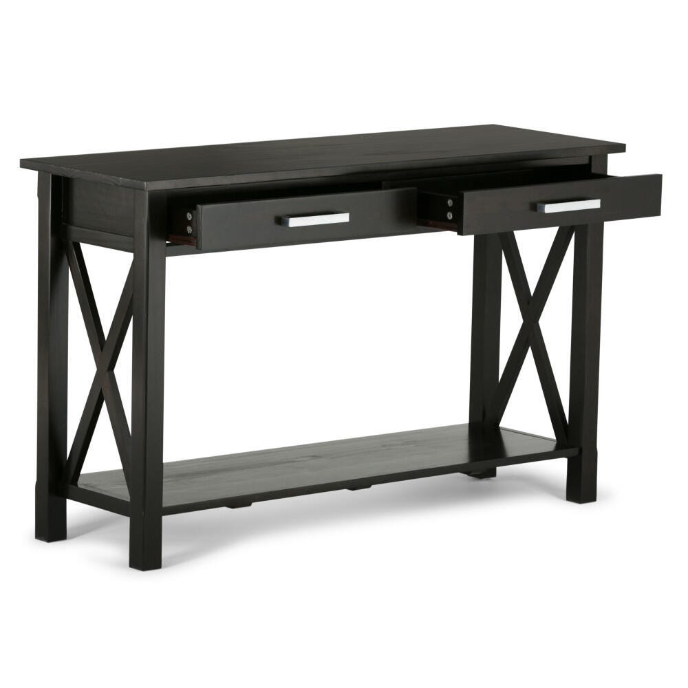 Simpli Home Kitchener Console Sofa Table, Hickory Brown, large