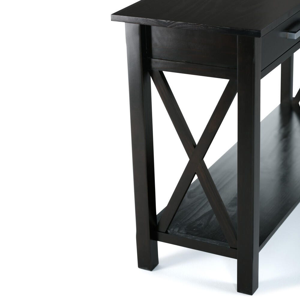 Simpli Home Kitchener Console Sofa Table, Hickory Brown, large