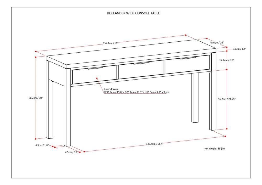 Simpli Home Hollander Wide Console Table, , large