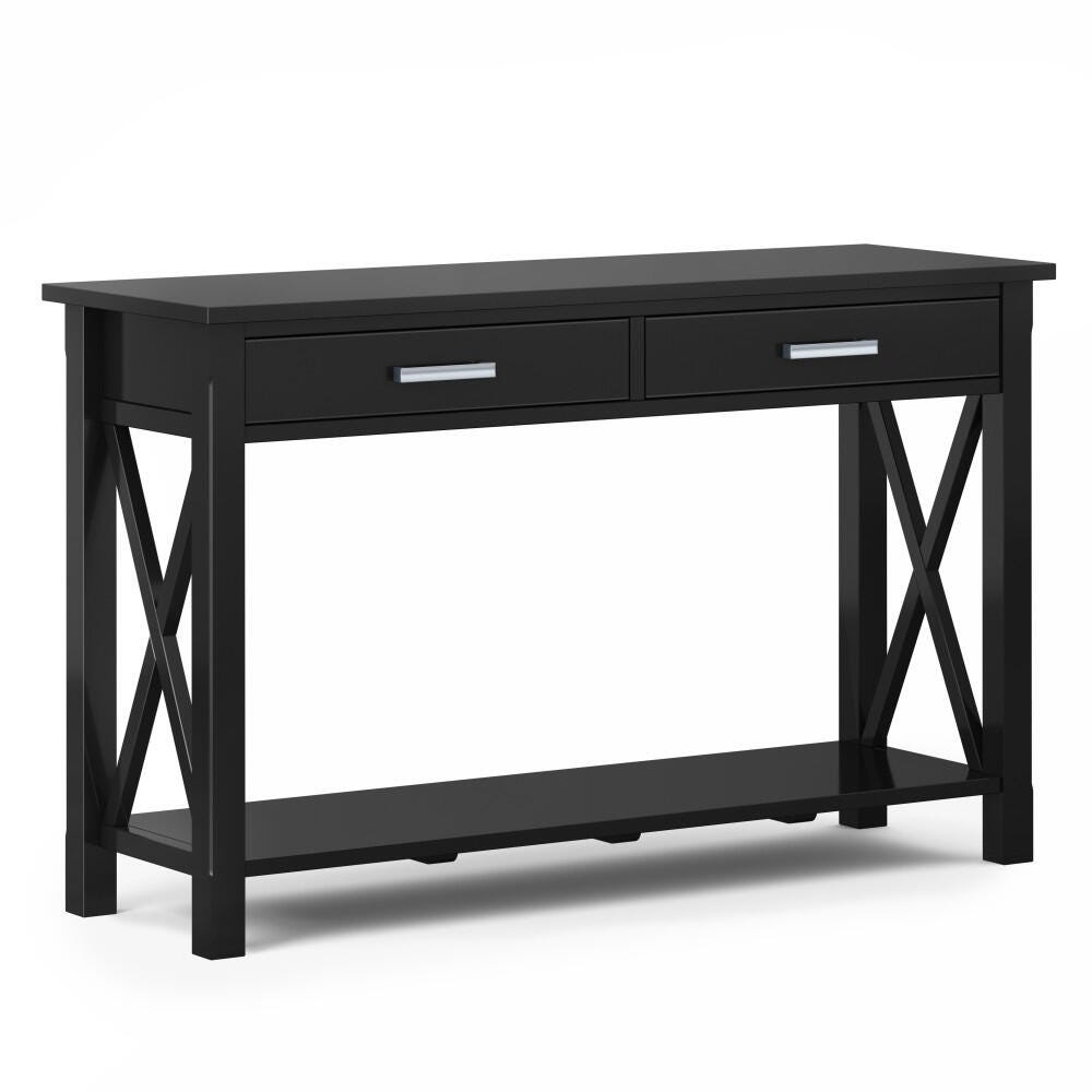 Simpli Home Kitchener Console Sofa Table, Black, large