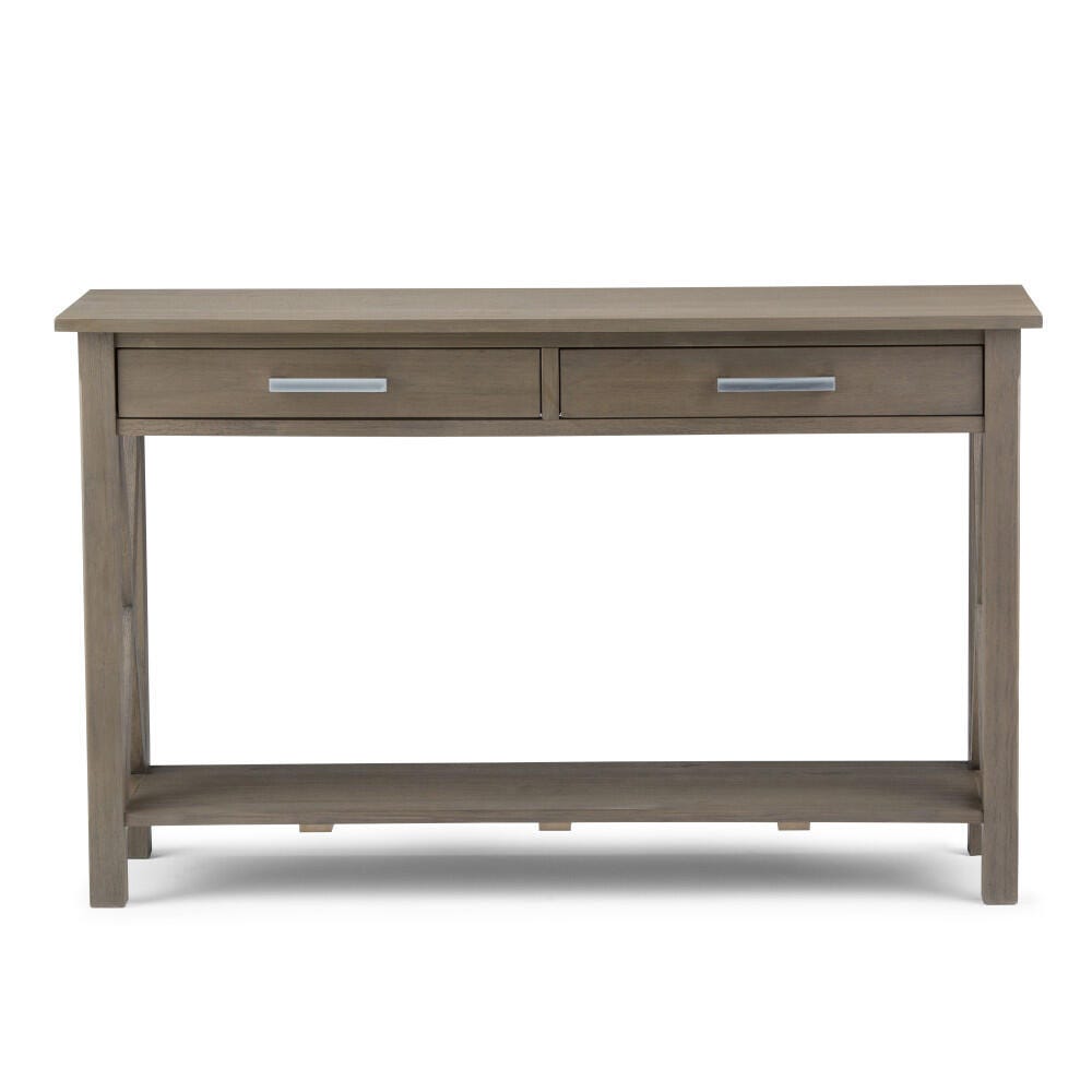 Simpli Home Kitchener Console Sofa Table, Farmhouse Gray, large