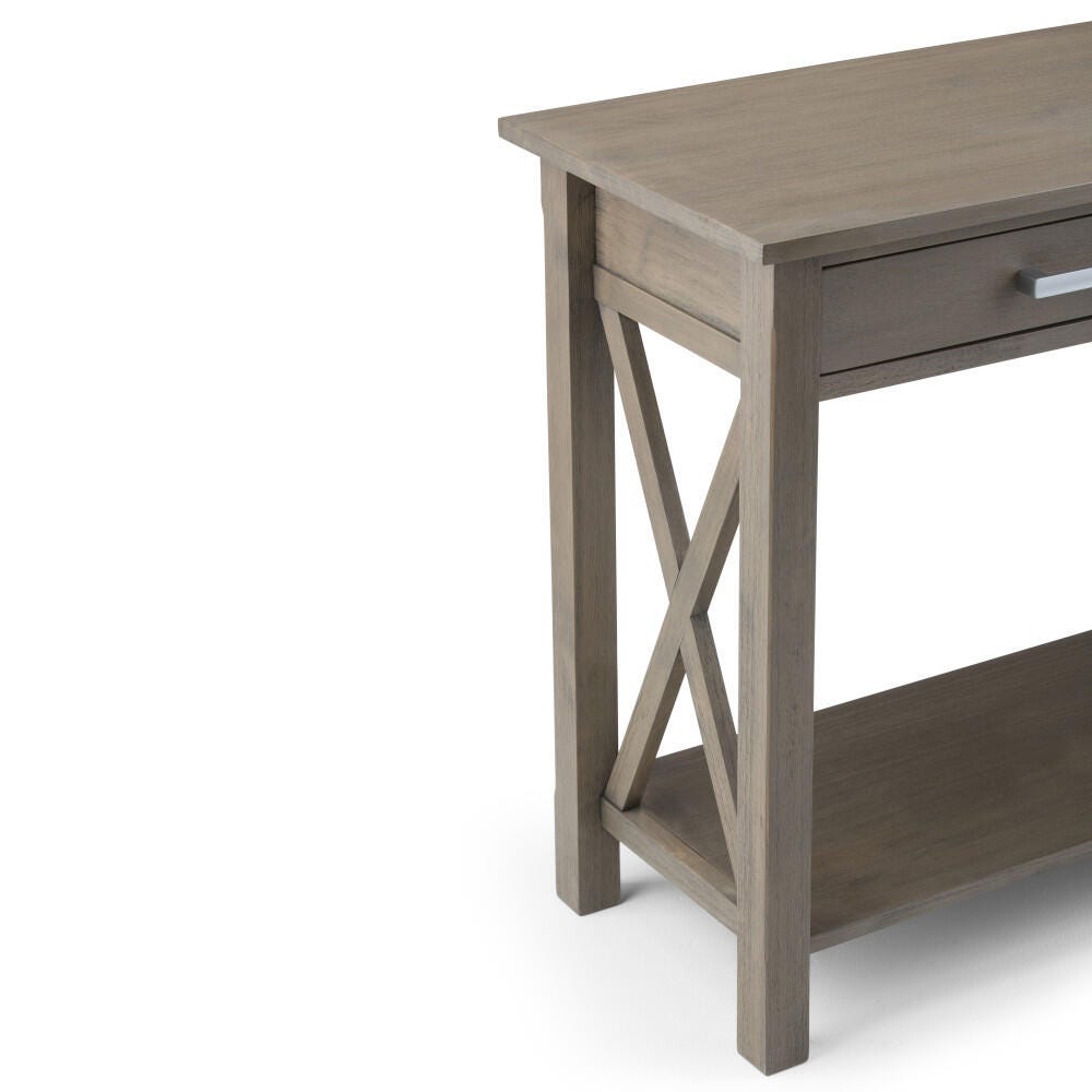 Simpli Home Kitchener Console Sofa Table, Farmhouse Gray, large