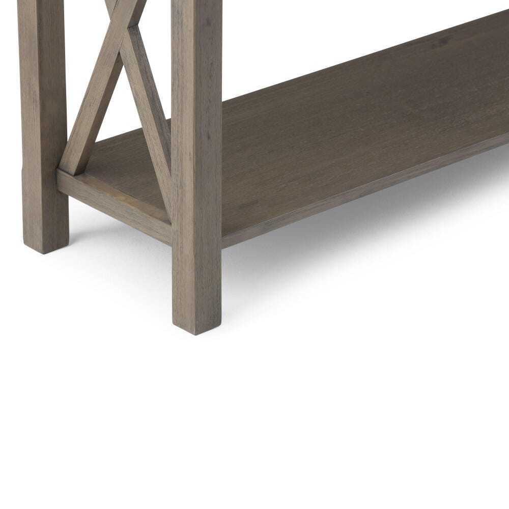 Simpli Home Kitchener Console Sofa Table, Farmhouse Gray, large