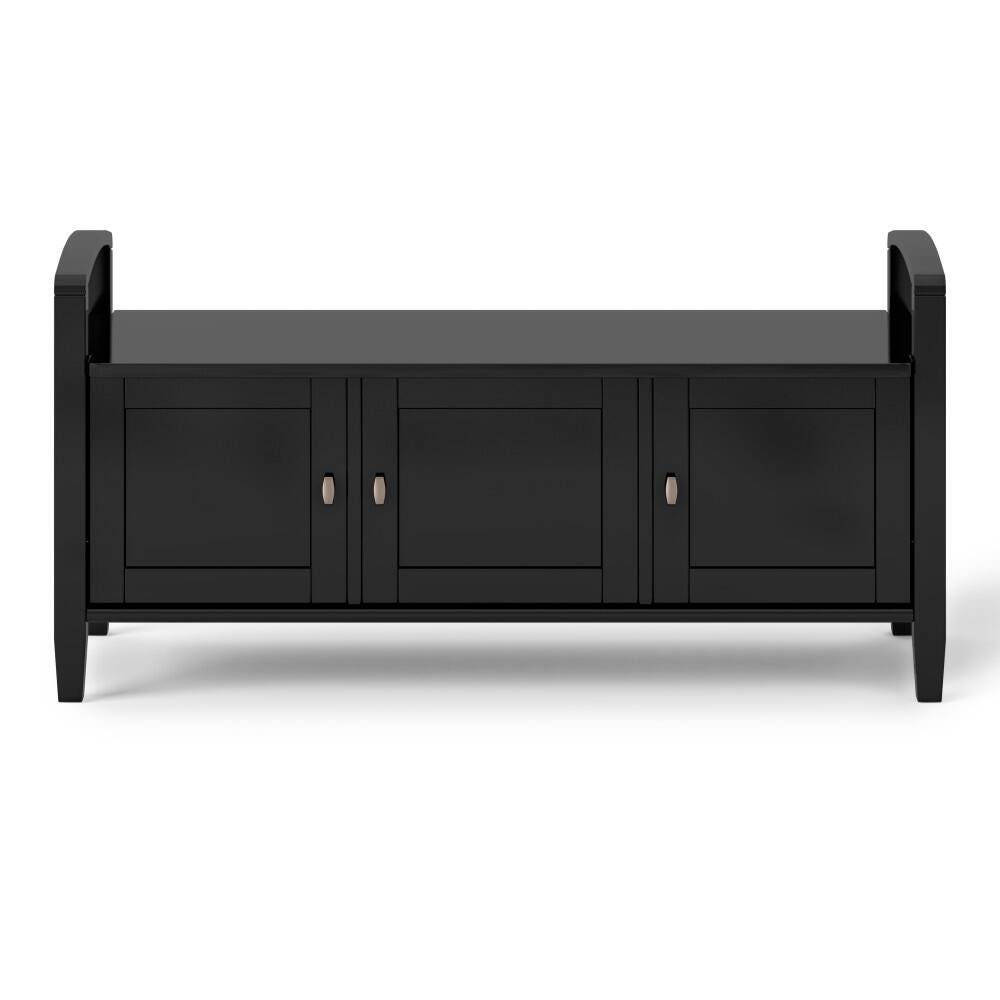 Simpli Home Warm Shaker Entryway Storage Bench, Black, large