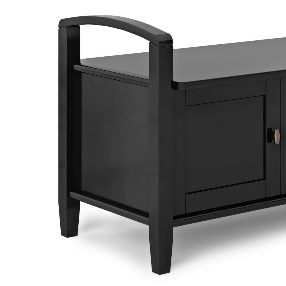 Simpli Home Warm Shaker Entryway Storage Bench, Black, large