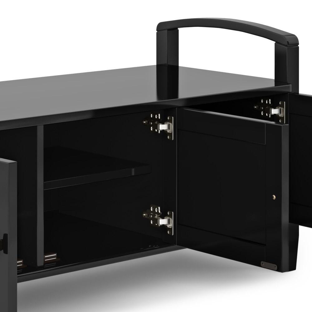 Simpli Home Warm Shaker Entryway Storage Bench, Black, large