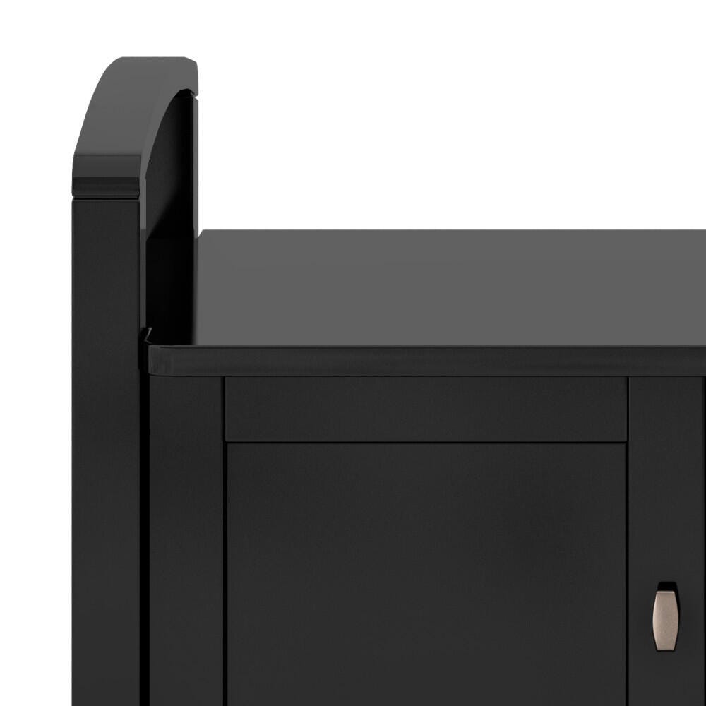 Simpli Home Warm Shaker Entryway Storage Bench, Black, large