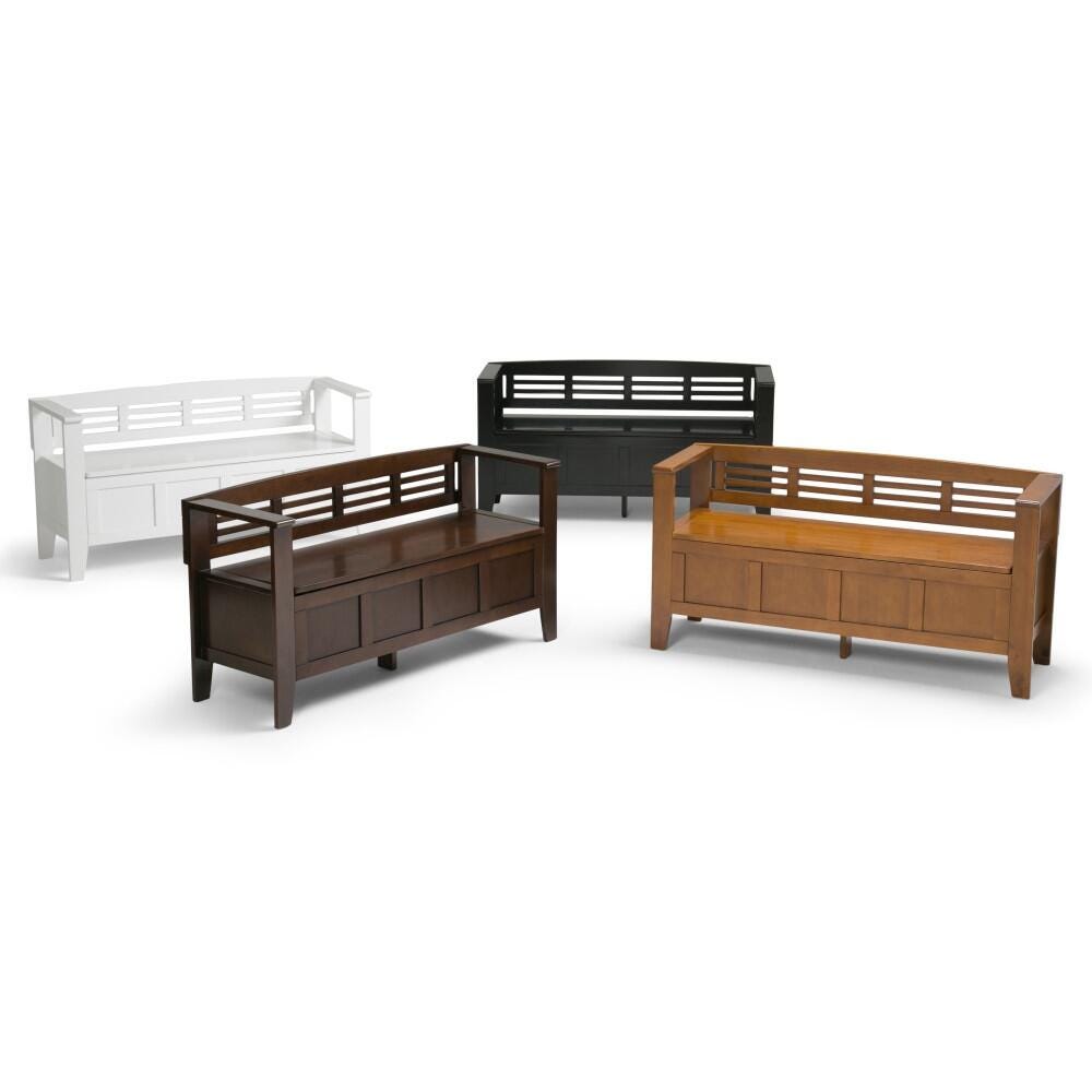 Simpli Home Adams Entryway Storage Bench, White, large
